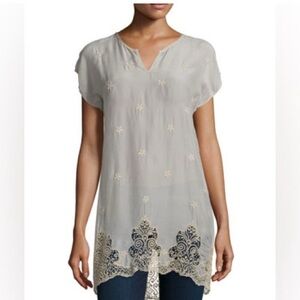 Johnny Was Seal Short-Sleeve tunic blouse
